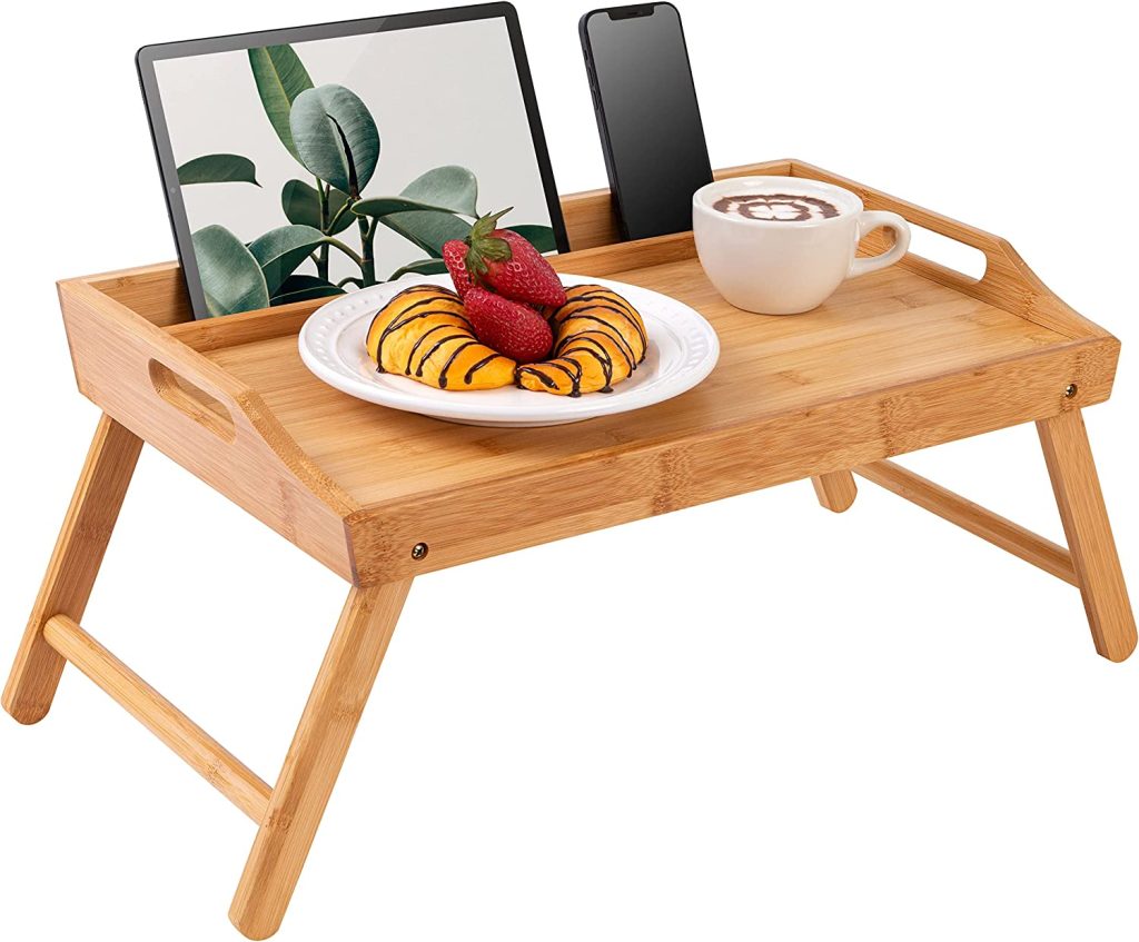 Rossie Home Bamboo Bed Tray, Lap Desk with Phone Holder